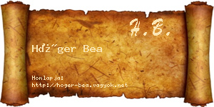 Höger Bea névjegykártya